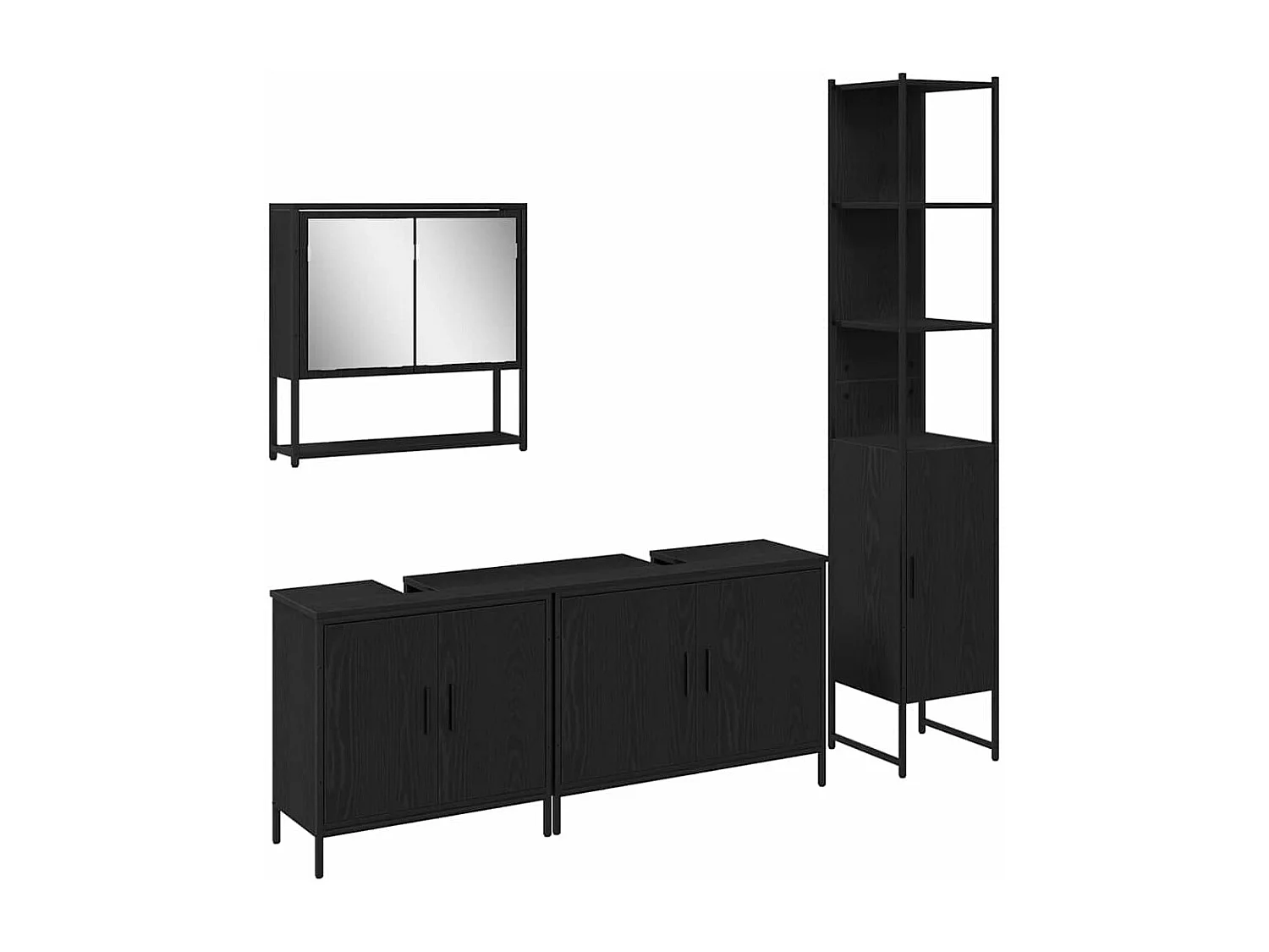 Ensemble de mobilier de salle de bain avec stockage 4 pcs Noir