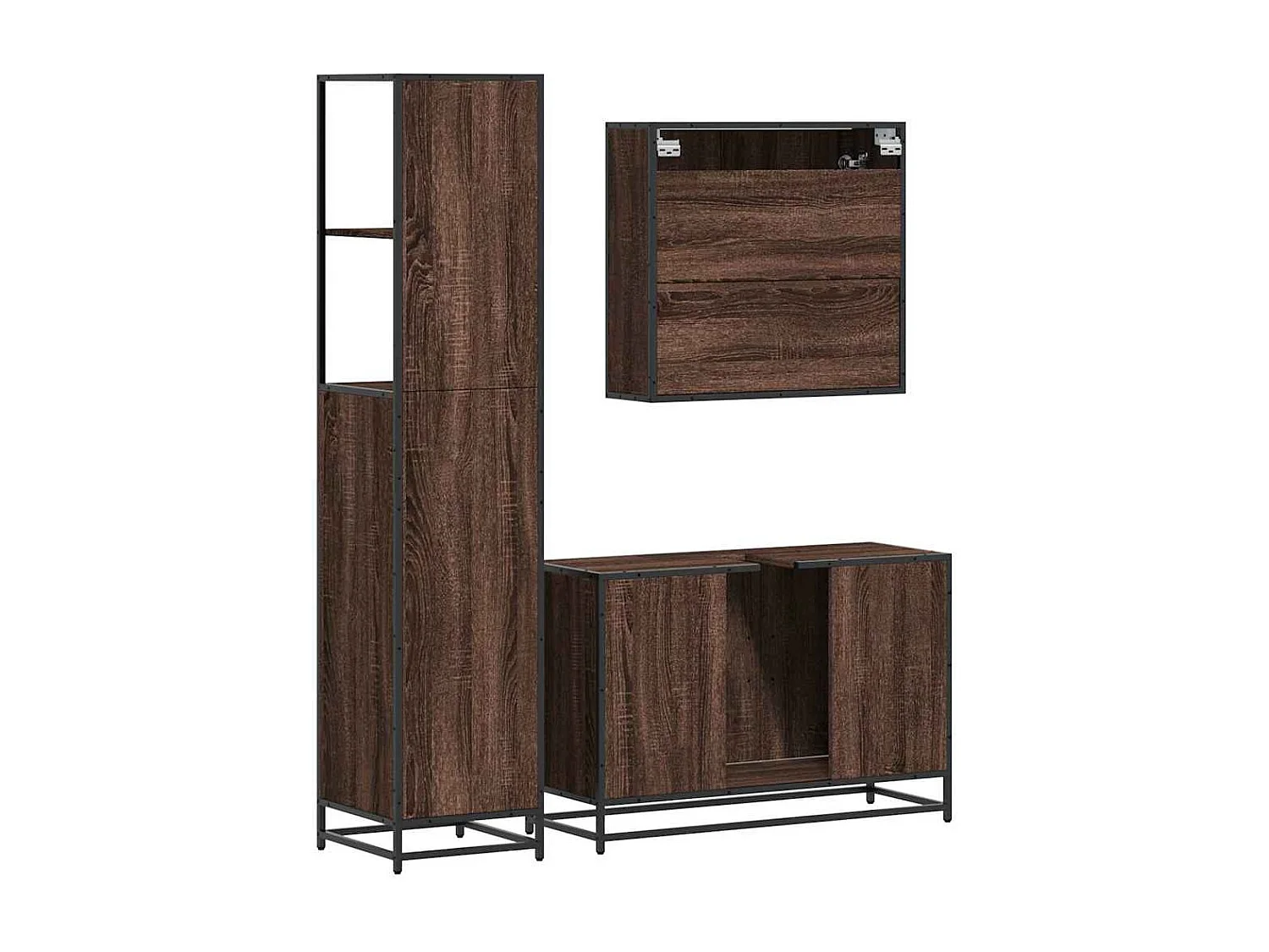Ensemble de meubles de salle de bain 3 pcs Chêne marron