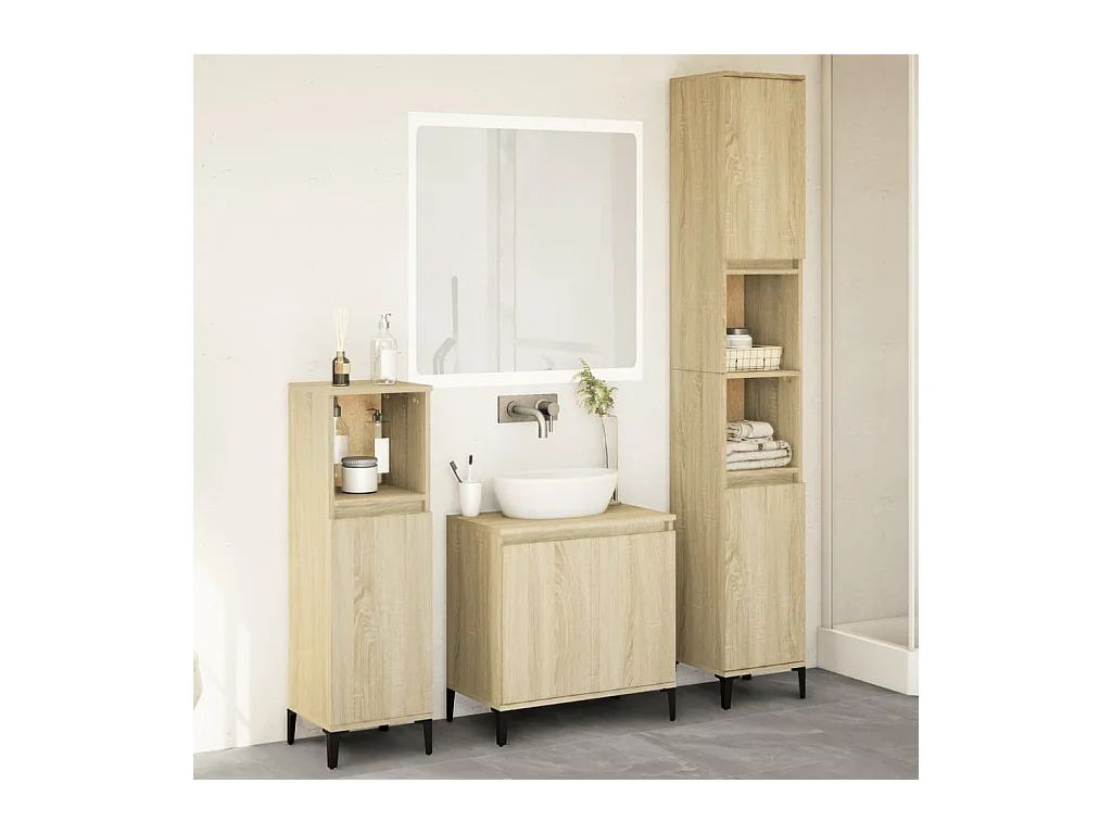Conjunto de muebles de baño de 3 piezas roble sonoma