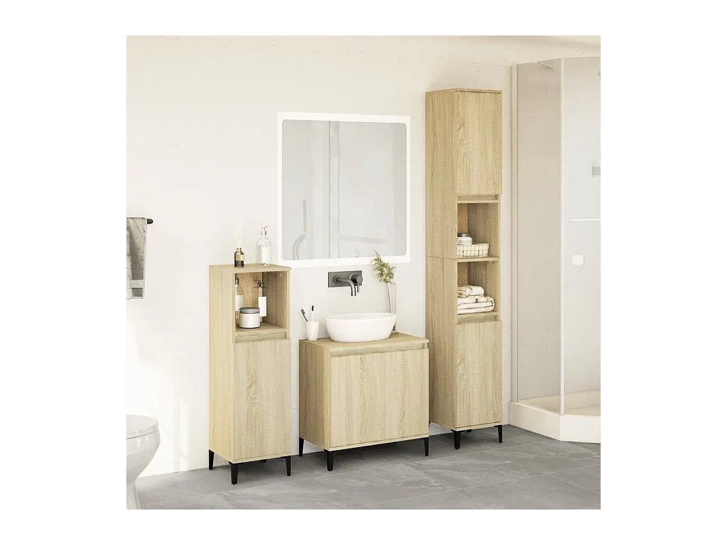 Conjunto de muebles de baño de 3 piezas roble sonoma
