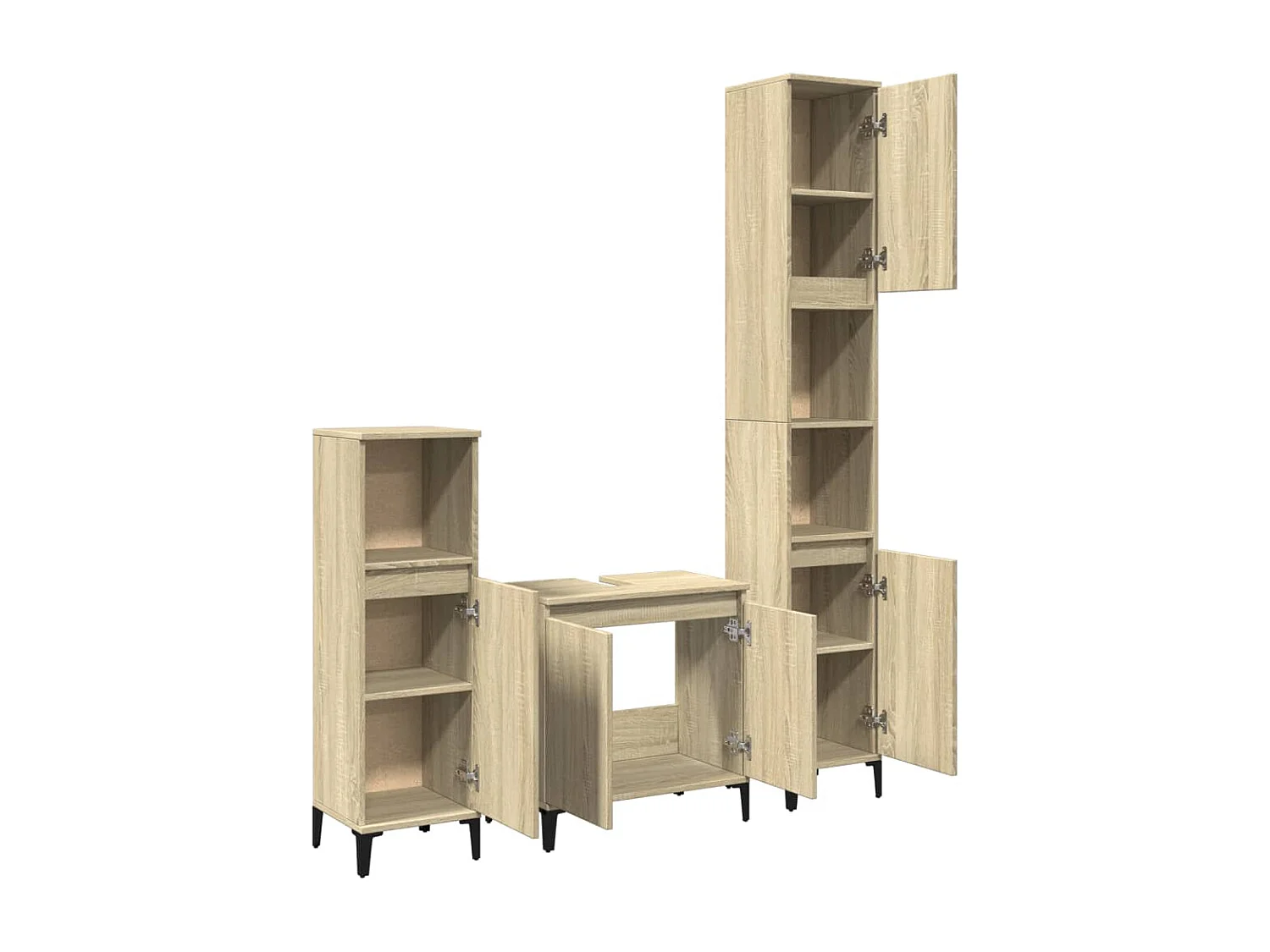 Conjunto de muebles de baño de 3 piezas roble sonoma