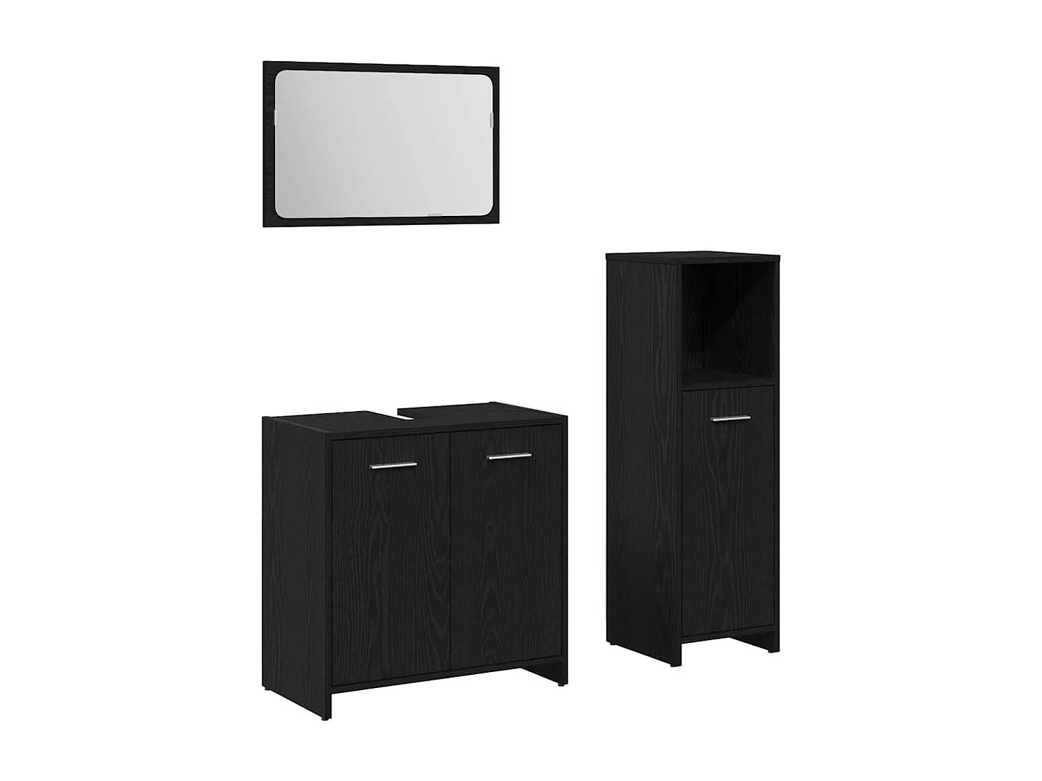 Set de meubles de salle de bain Montage mural 3 pcs Chêne noir