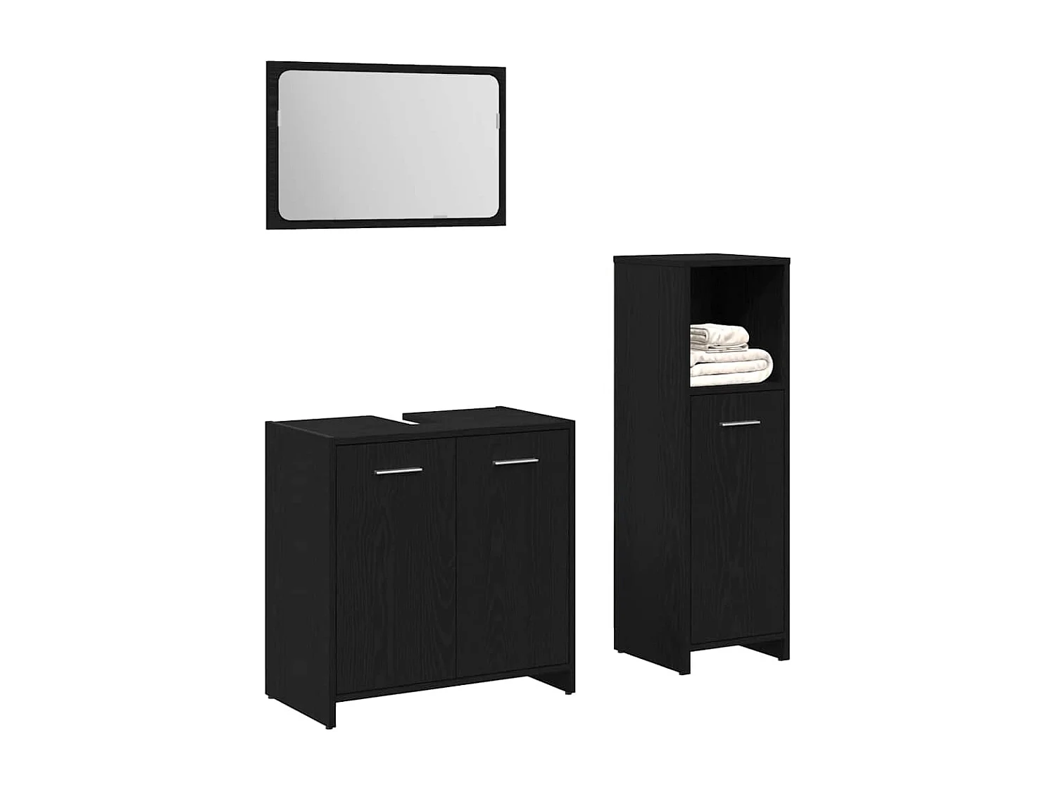 Set de meubles de salle de bain Montage mural 3 pcs Chêne noir