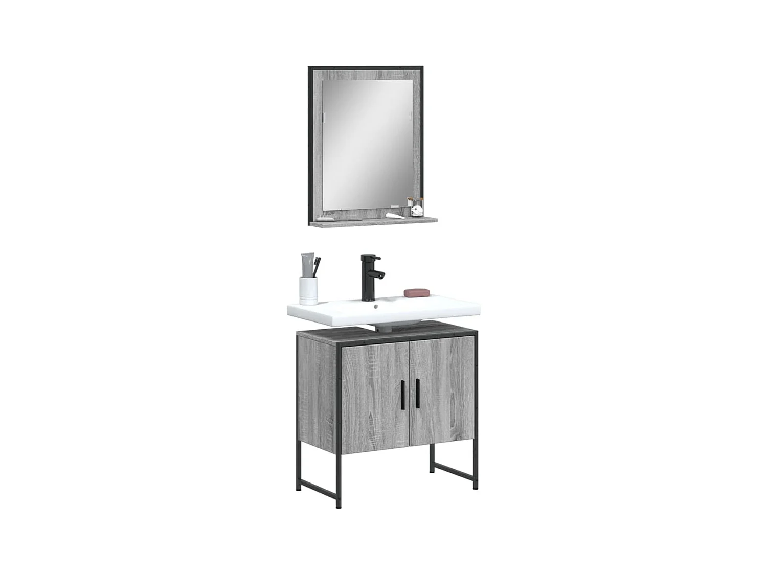 Ensemble d'armoires de salle de bain 2 pcs sonoma gris