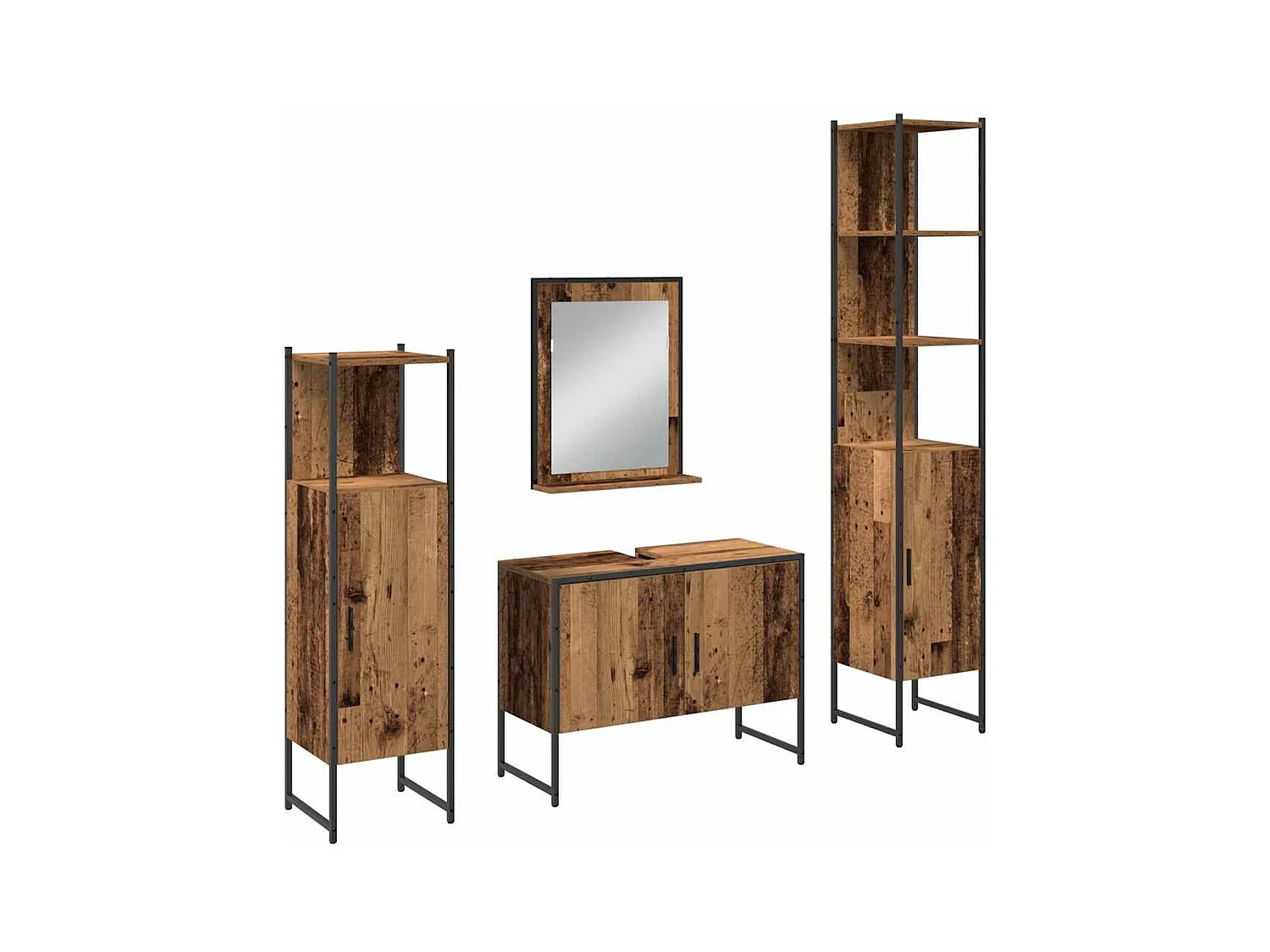 Set di mobili da bagno con anta 4 pezzi marrone