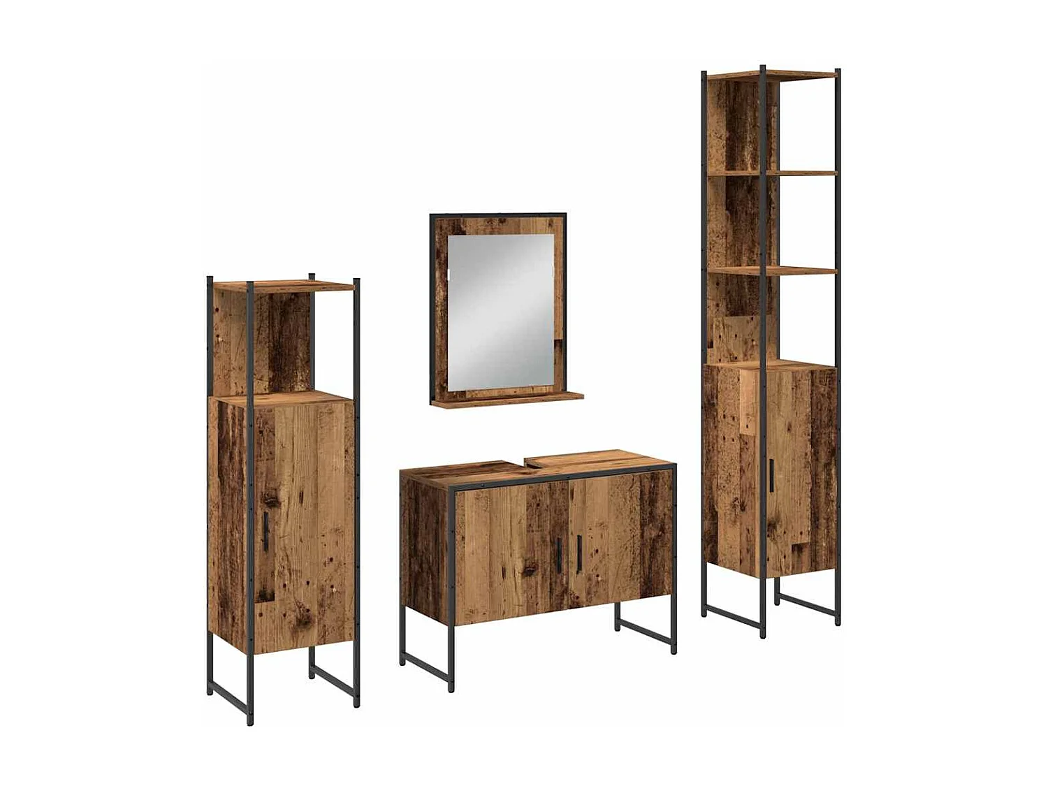 Ensemble de mobilier de salle de bain avec porte 4 pcs Marron