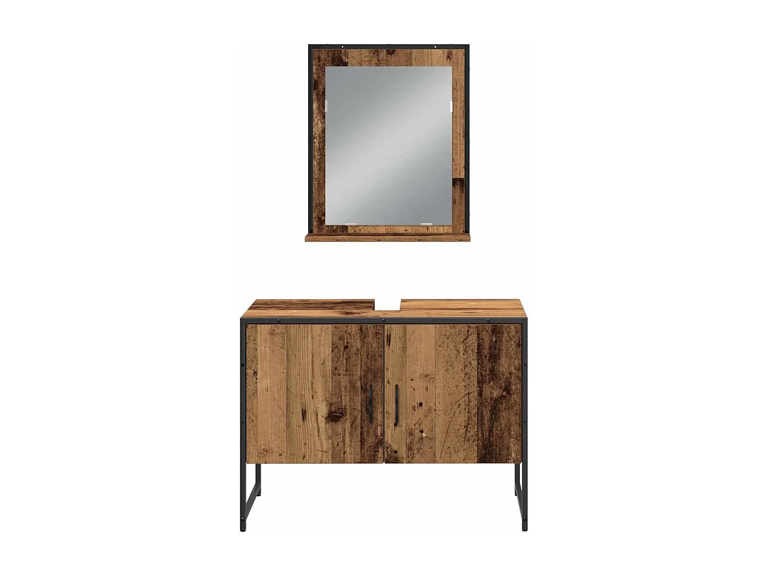 Ensemble de mobilier de salle de bain avec porte 4 pcs Marron
