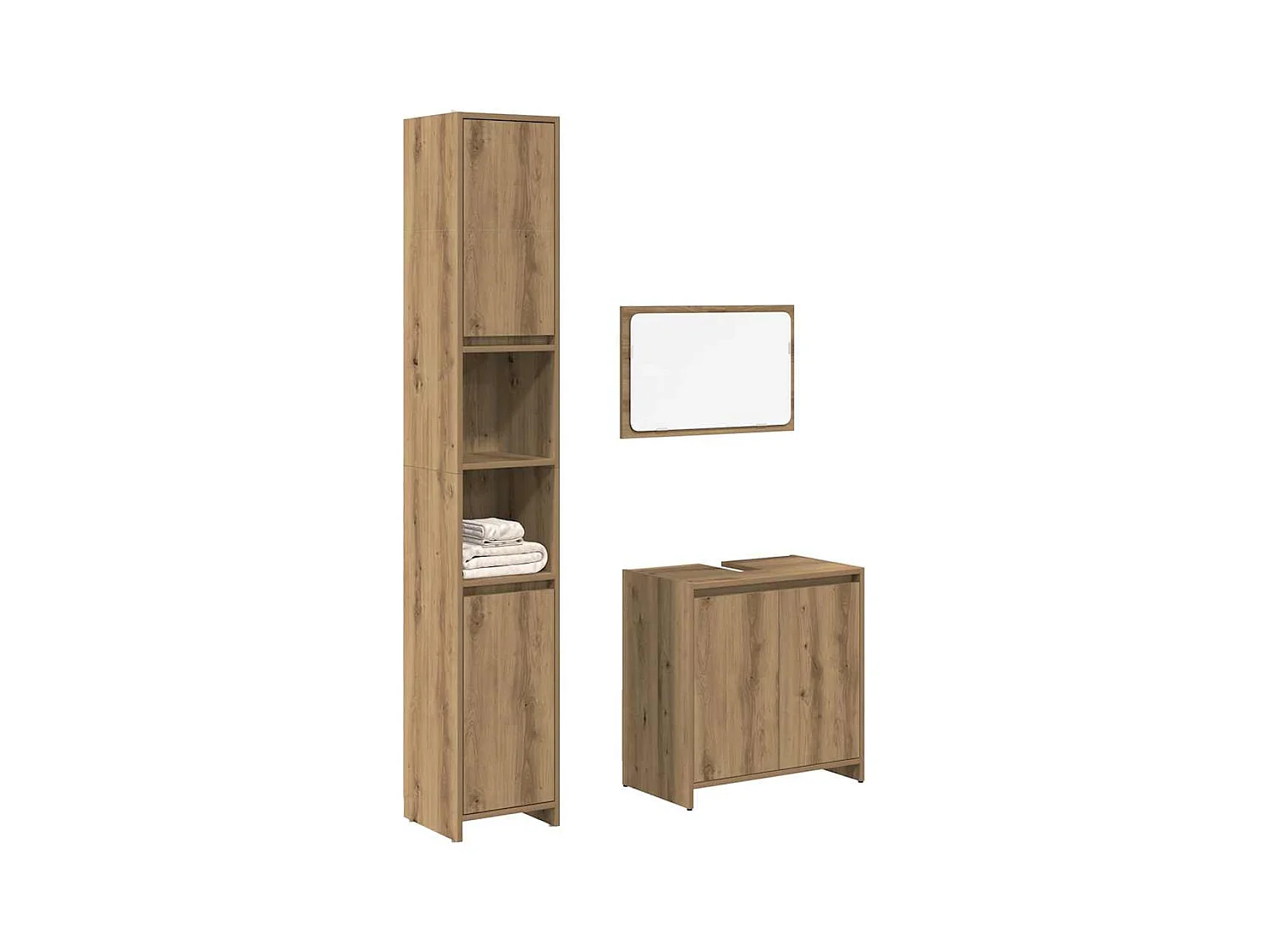 3-delige badkamermeubelset van bewerkt hout