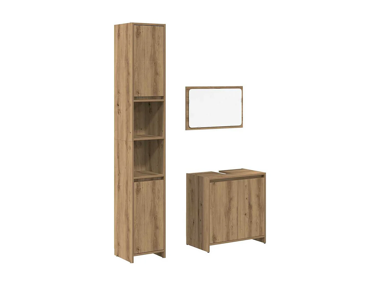 Set di mobili da bagno in legno ingegnerizzato da 3 pezzi