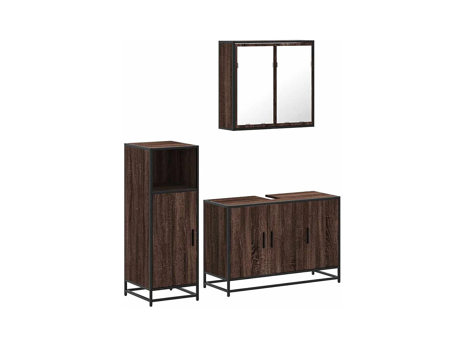 Ensemble de meubles de salle de bain 3 pcs Chêne marron