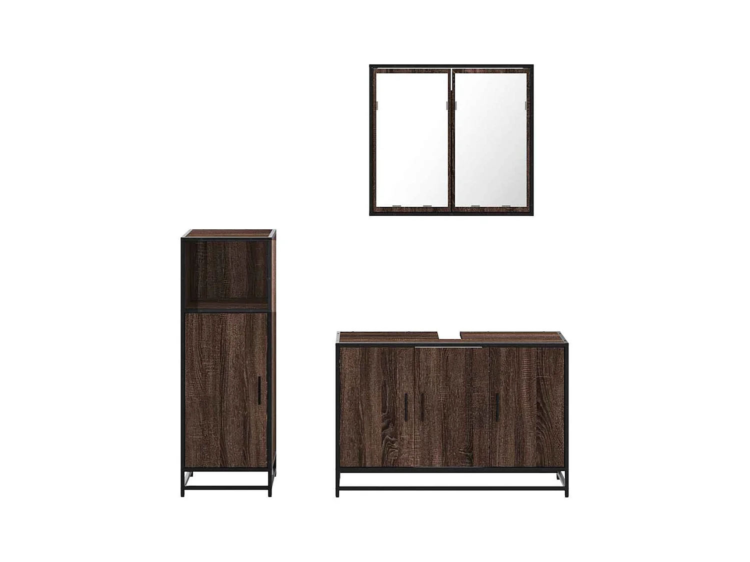 Ensemble de meubles de salle de bain 3 pcs Chêne marron