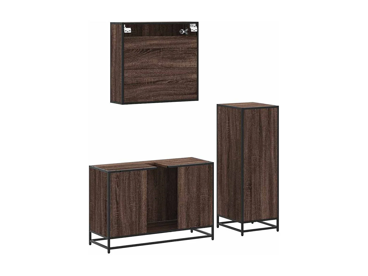 Ensemble de meubles de salle de bain 3 pcs Chêne marron
