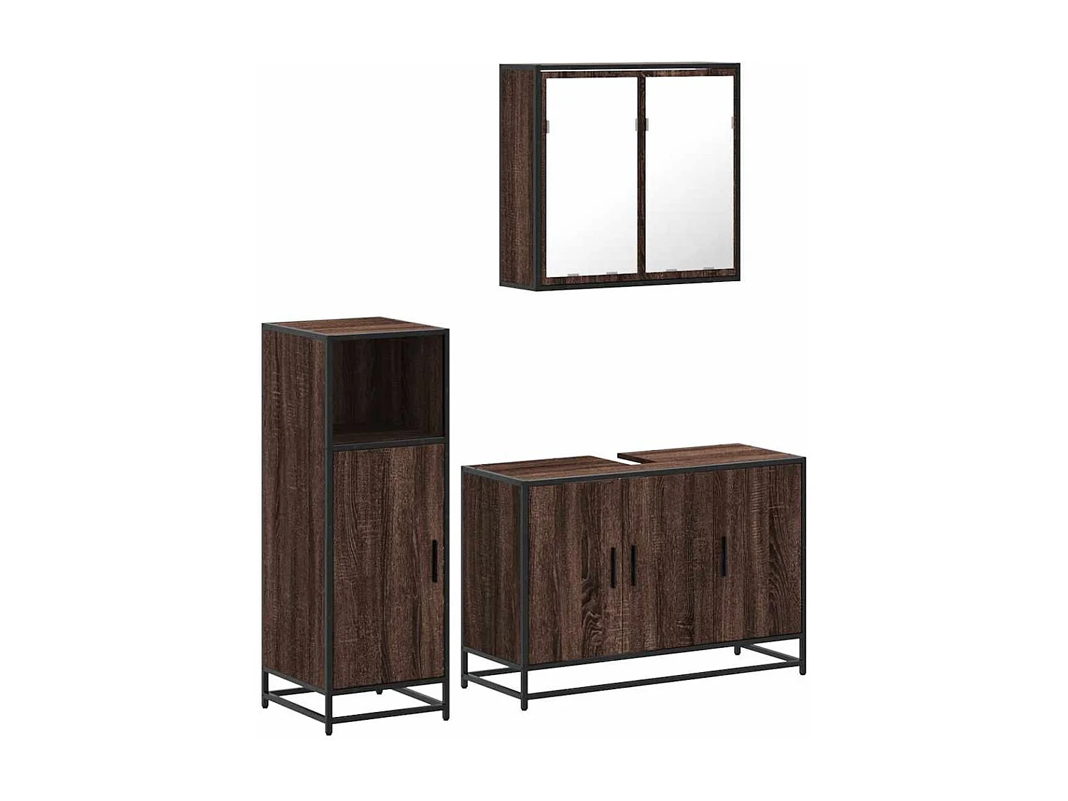 Ensemble de meubles de salle de bain 3 pcs Chêne marron