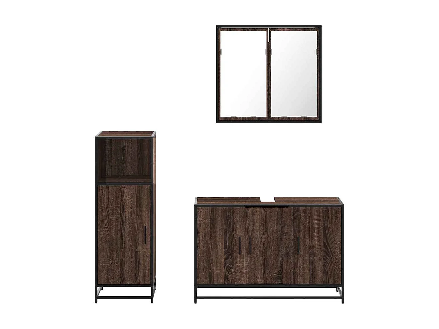 Ensemble de meubles de salle de bain 3 pcs Chêne marron