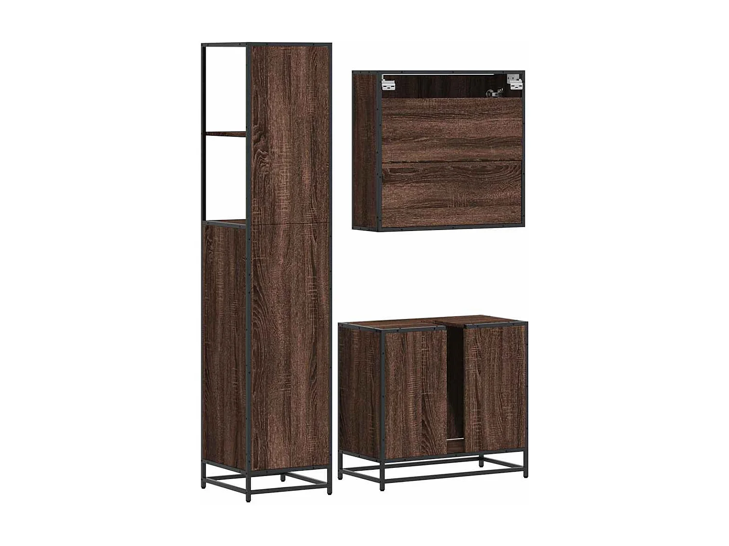 Ensemble de meubles de salle de bain 3 pcs Chêne marron