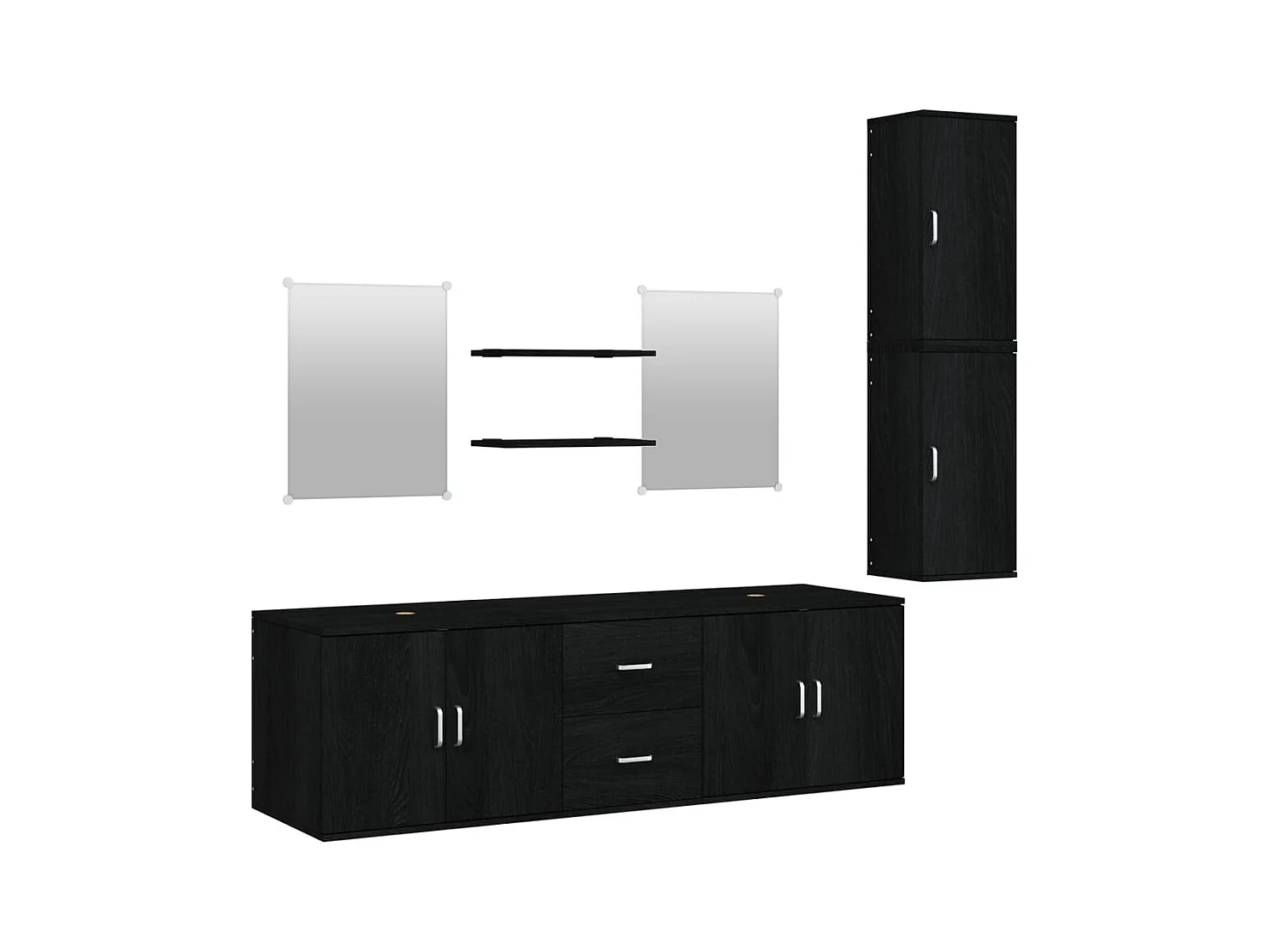 Ensemble de meubles salle de bain 7 pcs noir bois d'ingénierie