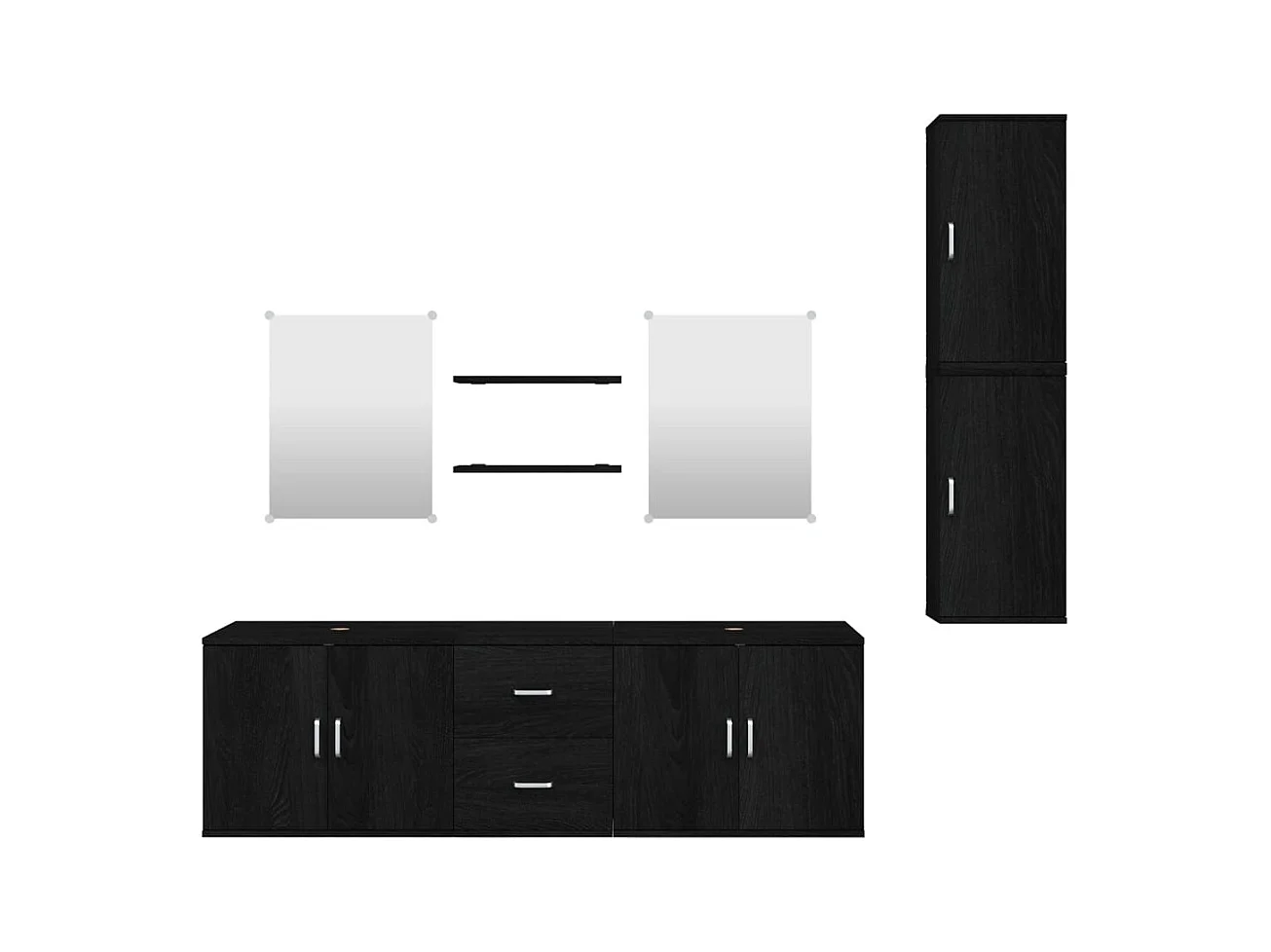 Ensemble de meubles salle de bain 7 pcs noir bois d'ingénierie