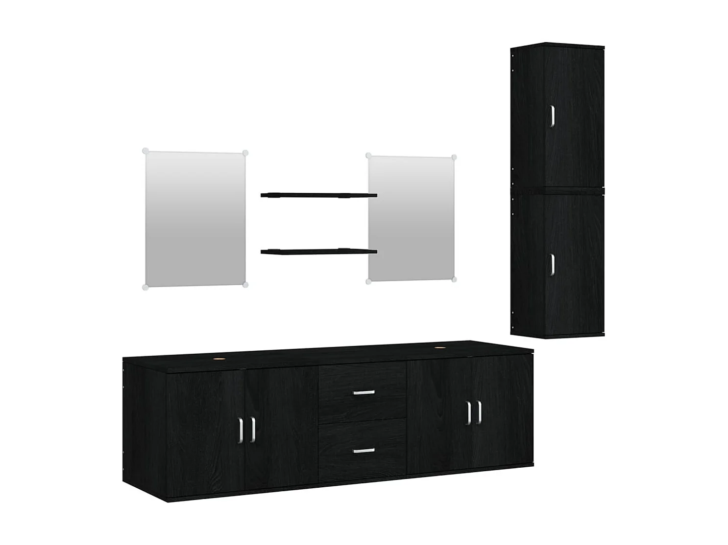 Ensemble de meubles salle de bain 7 pcs noir bois d'ingénierie