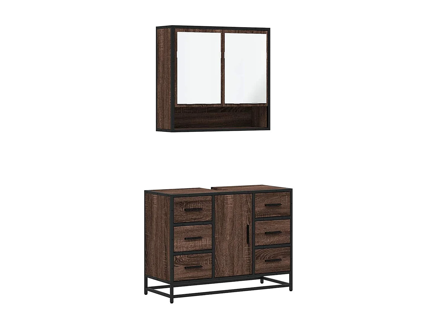 Conjunto de muebles de baño de 2 piezas Roble marrón