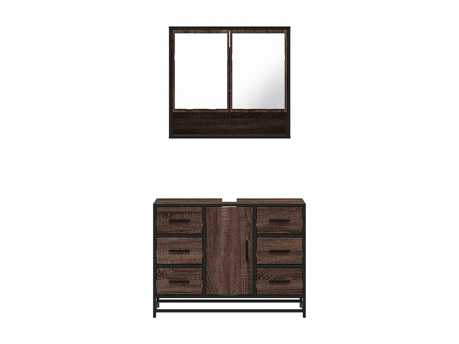 Conjunto de muebles de baño de 2 piezas Roble marrón