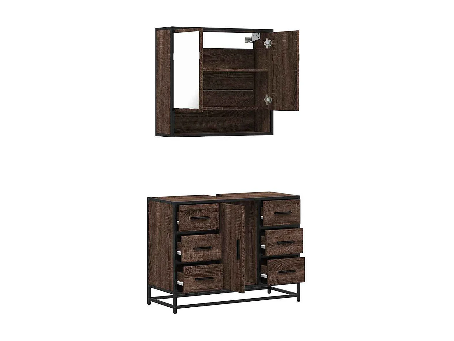 Conjunto de muebles de baño de 2 piezas Roble marrón