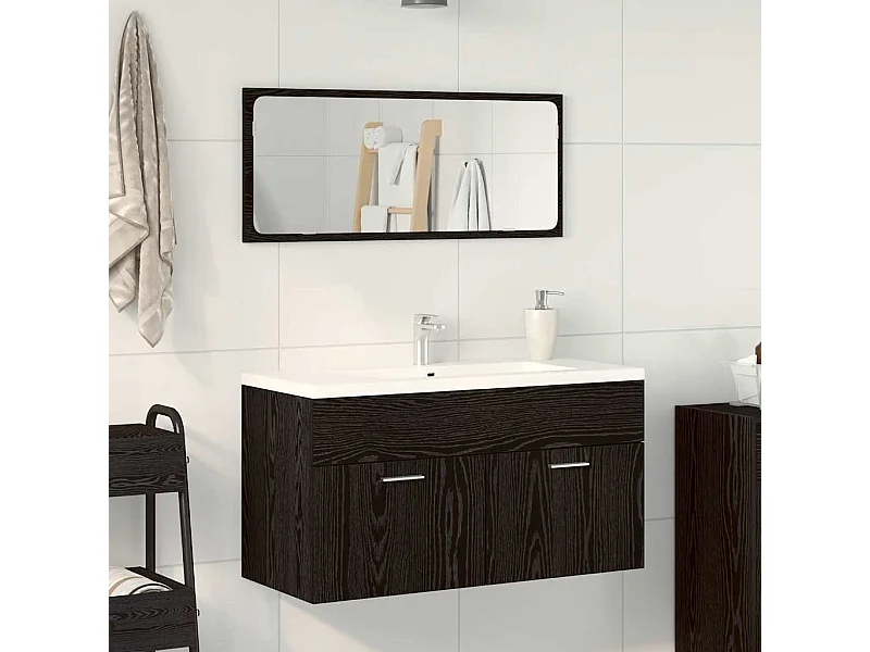 Ensemble de meubles de salle de bain 2 pcs Chêne noir