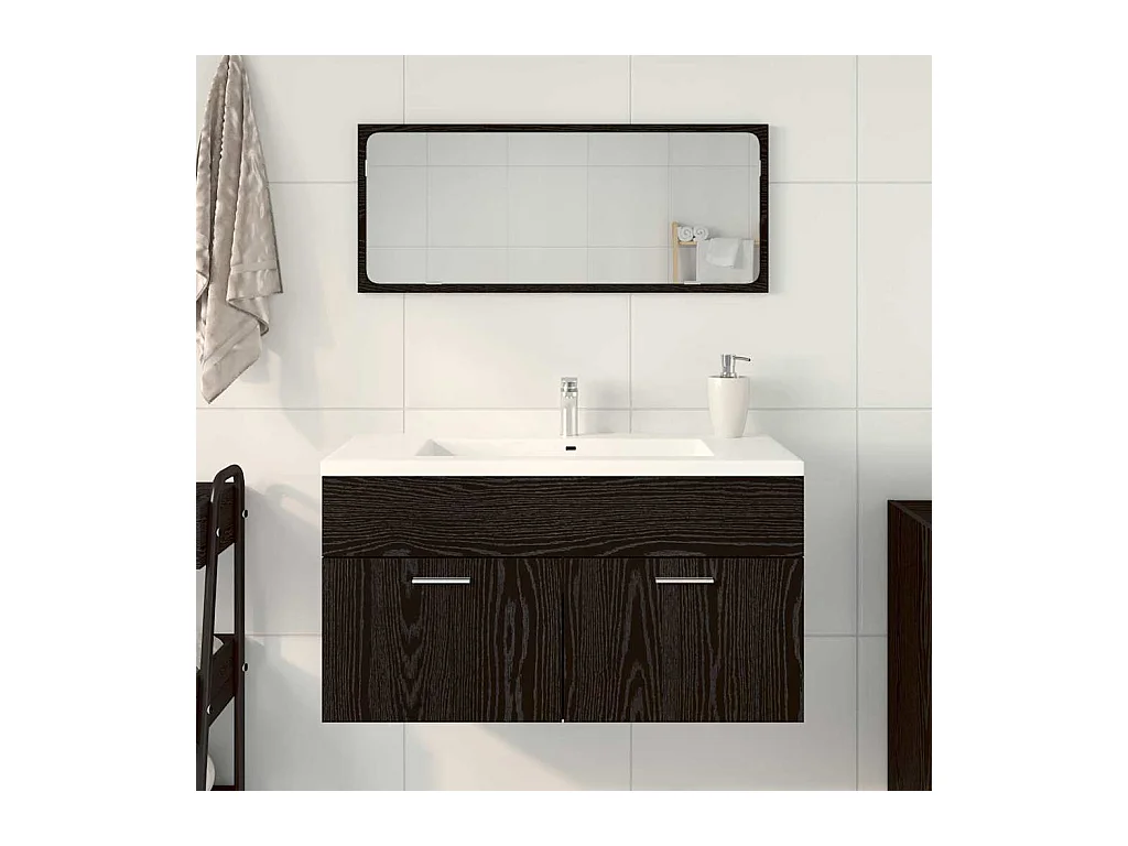 Ensemble de meubles de salle de bain 2 pcs Chêne noir