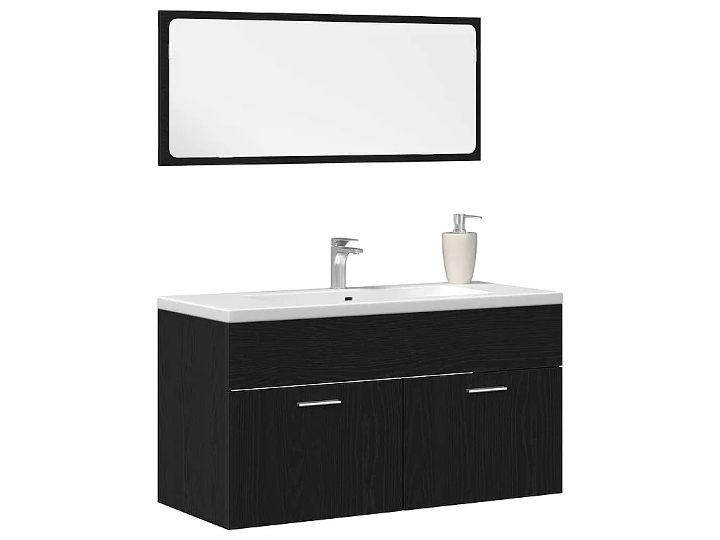 Set di mobili da bagno 2 pezzi Rovere nero