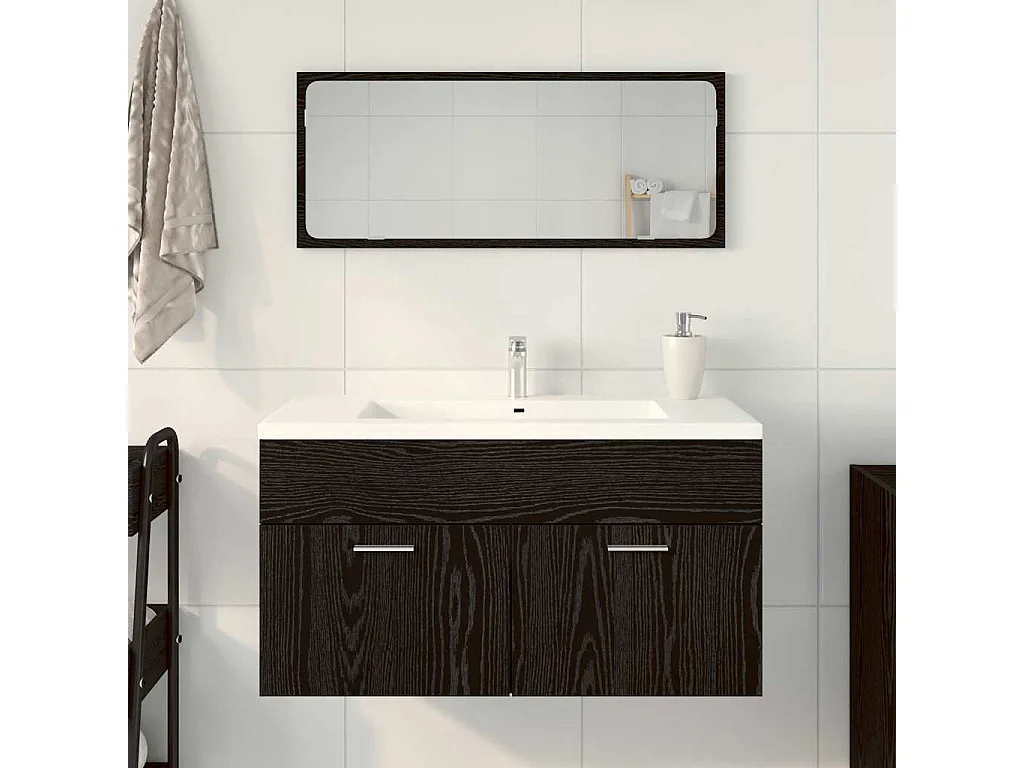 Set di mobili da bagno 2 pezzi Rovere nero