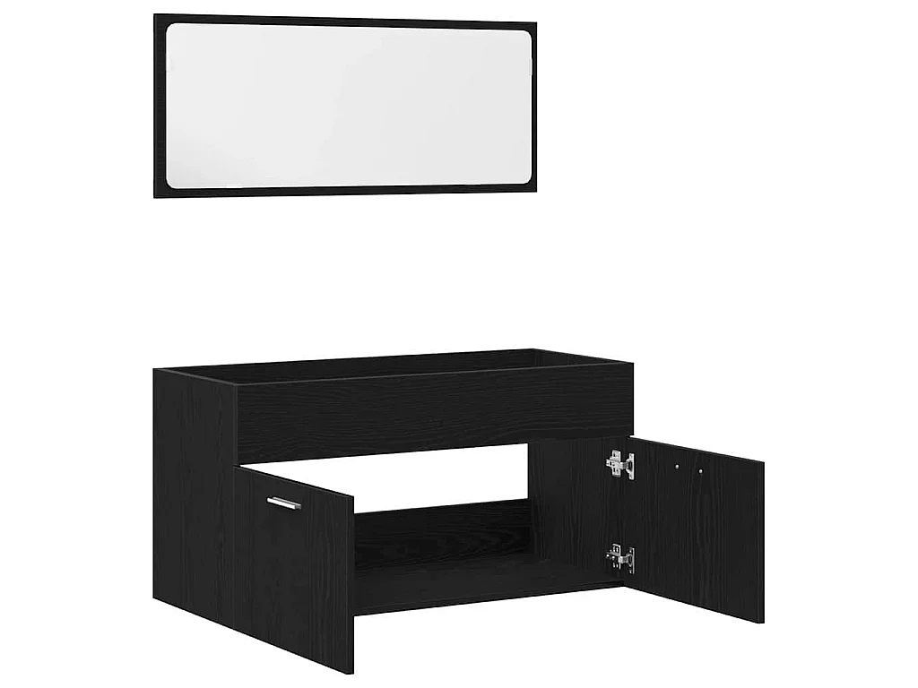 Set di mobili da bagno 2 pezzi Rovere nero