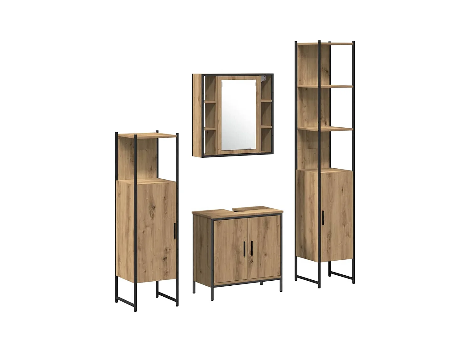 Badezimmermöbel-Set mit Ablage 4-tlg. Braun