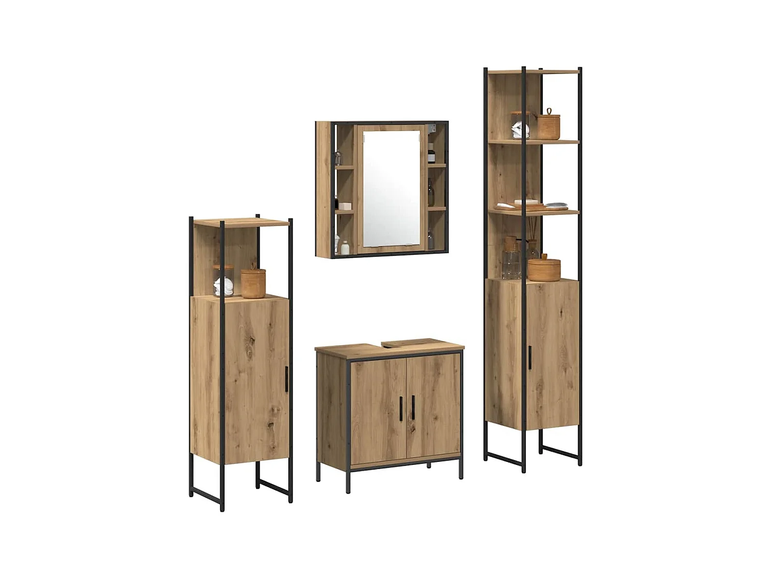 Badezimmermöbel-Set mit Ablage 4-tlg. Braun