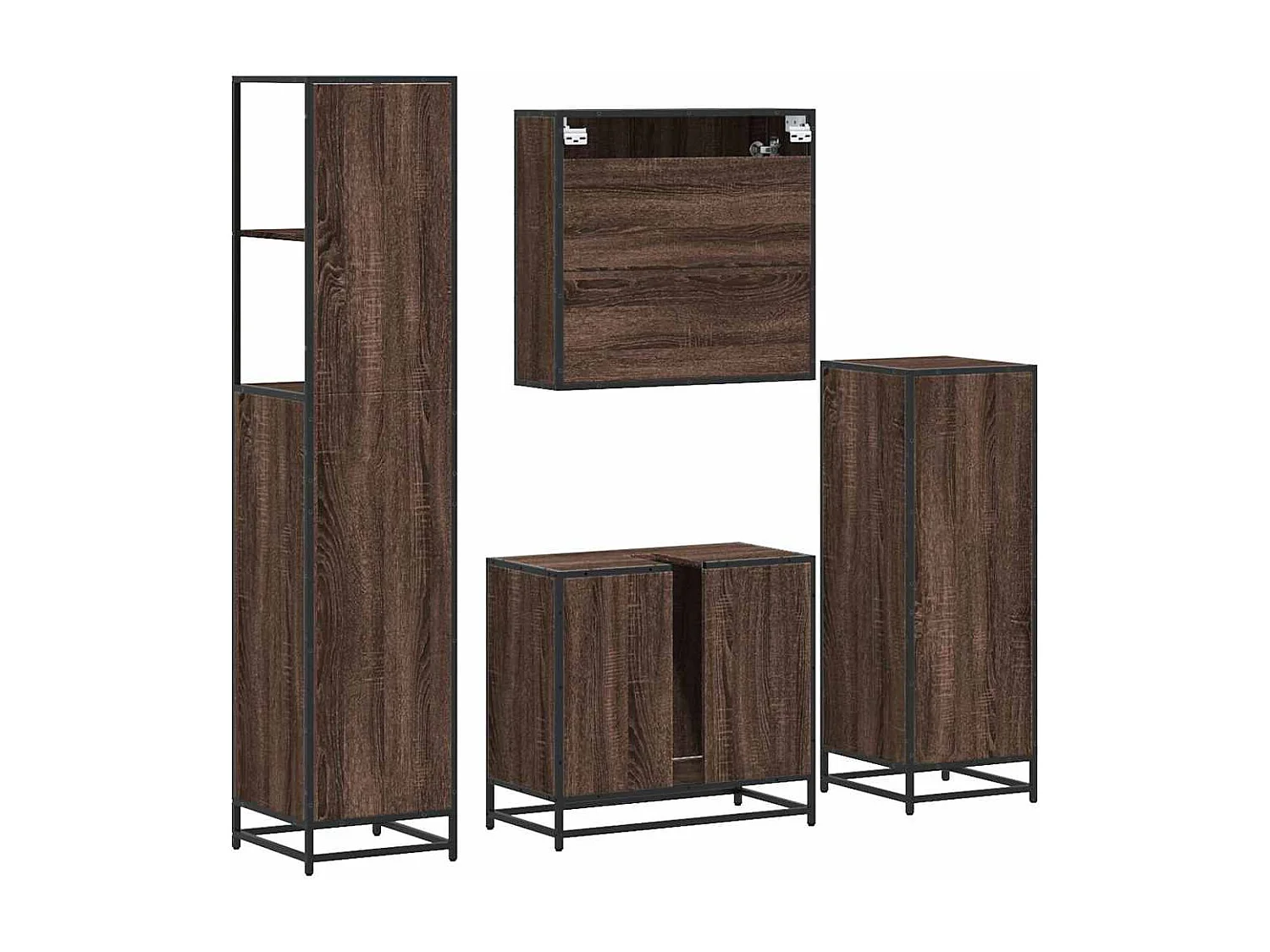 Set di mobili da bagno 4 pezzi rovere marrone