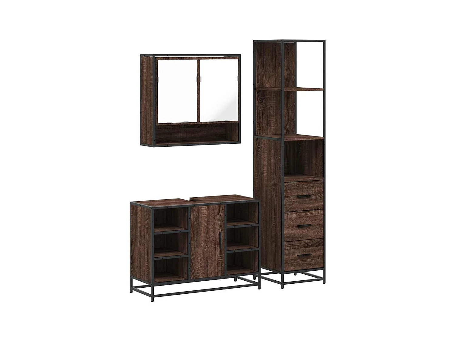 Ensemble de meubles de salle de bain 3 pcs chêne marron