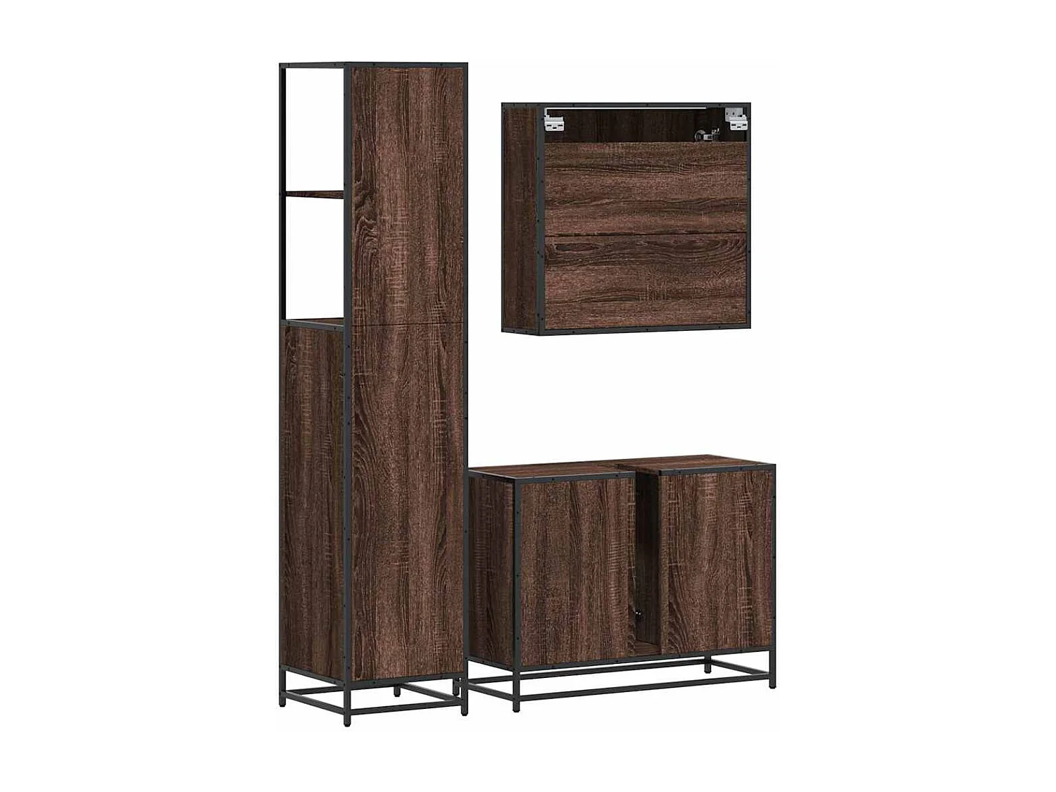 Ensemble de meubles de salle de bain 3 pcs chêne marron