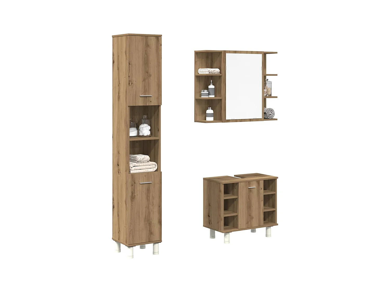Ensemble de meubles salle de bain 3 pcs bois d'ingénierie
