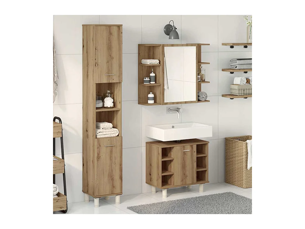 Ensemble de meubles salle de bain 3 pcs bois d'ingénierie