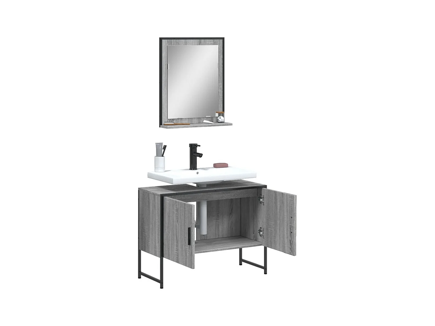 Ensemble d'armoires de salle de bain 2 pcs sonoma gris