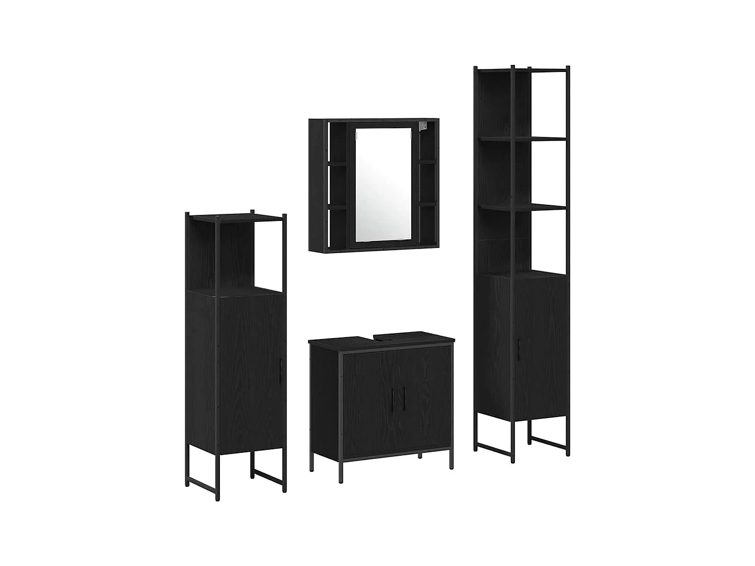 Ensemble de mobilier de salle de bain avec étagère 4 pcs Noir
