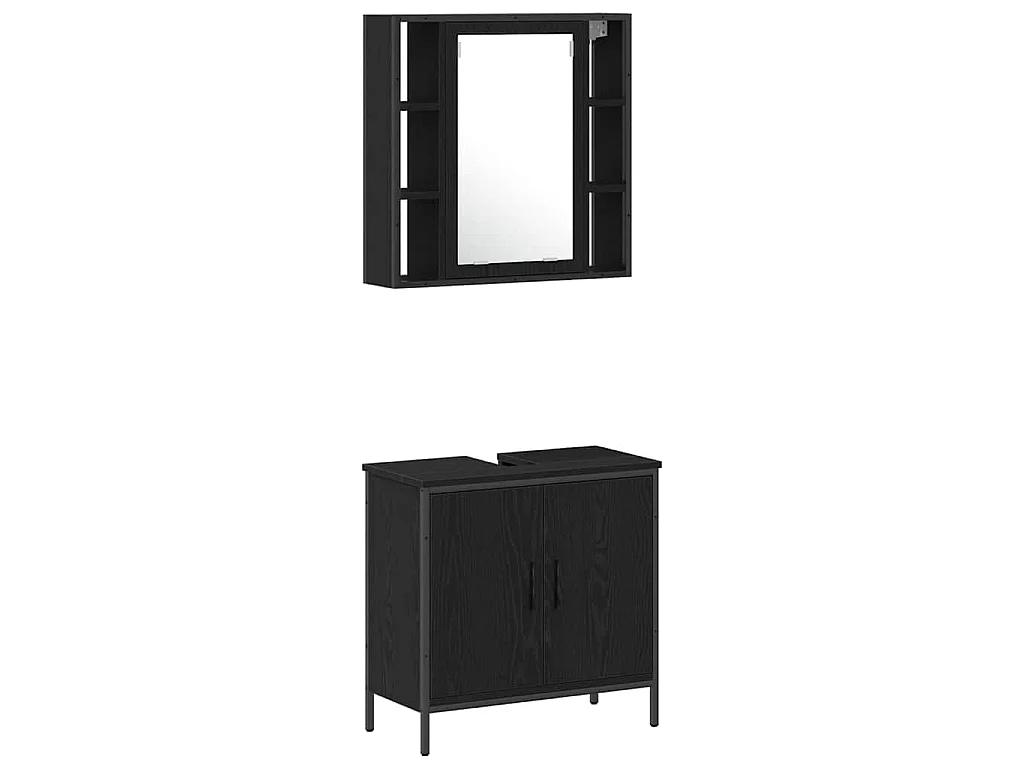Set di mobili da bagno con mensola 4 pezzi nero