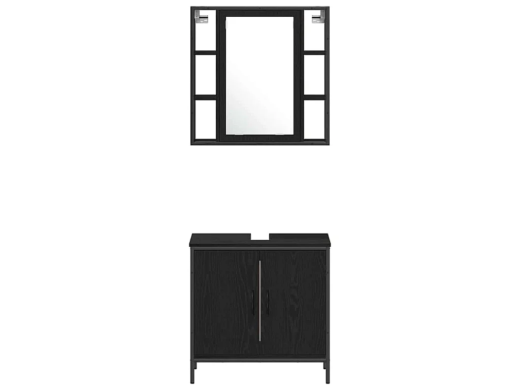 Set di mobili da bagno con mensola 4 pezzi nero