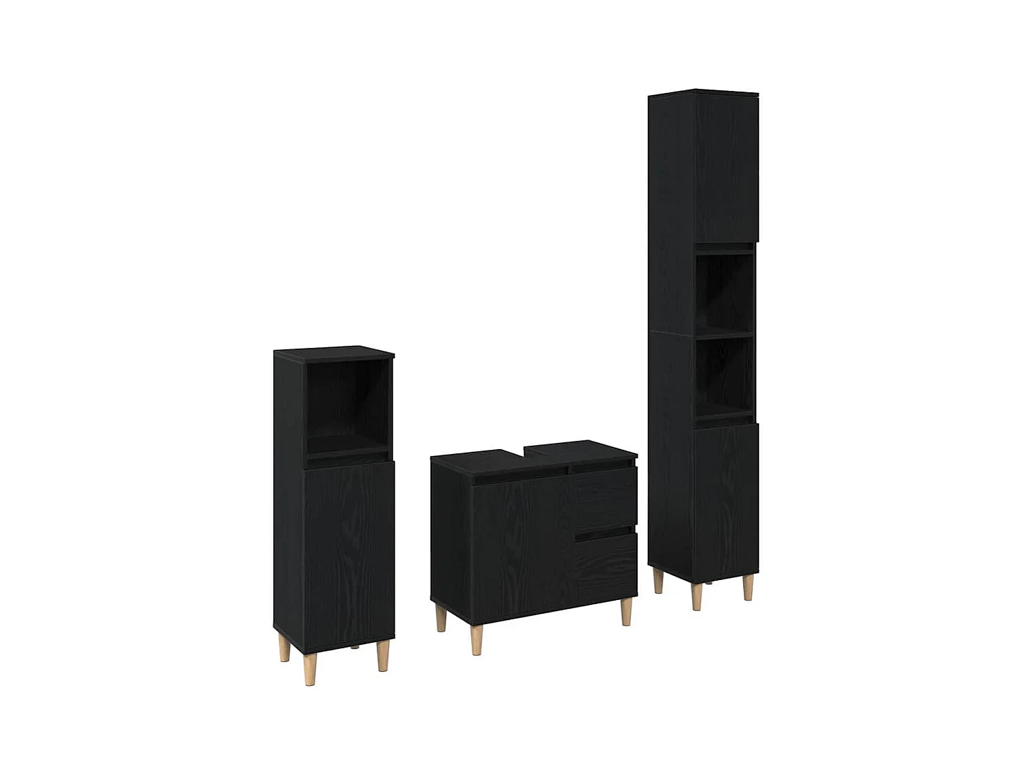 Badkamermeubelset met lade 3-delig zwart