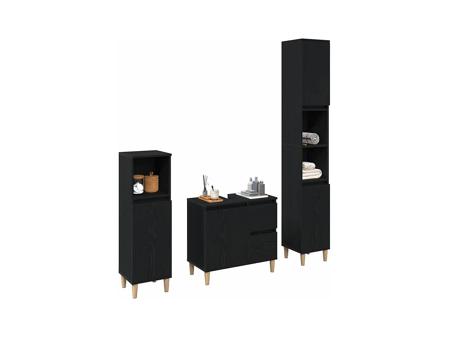 Badkamermeubelset met lade 3-delig zwart