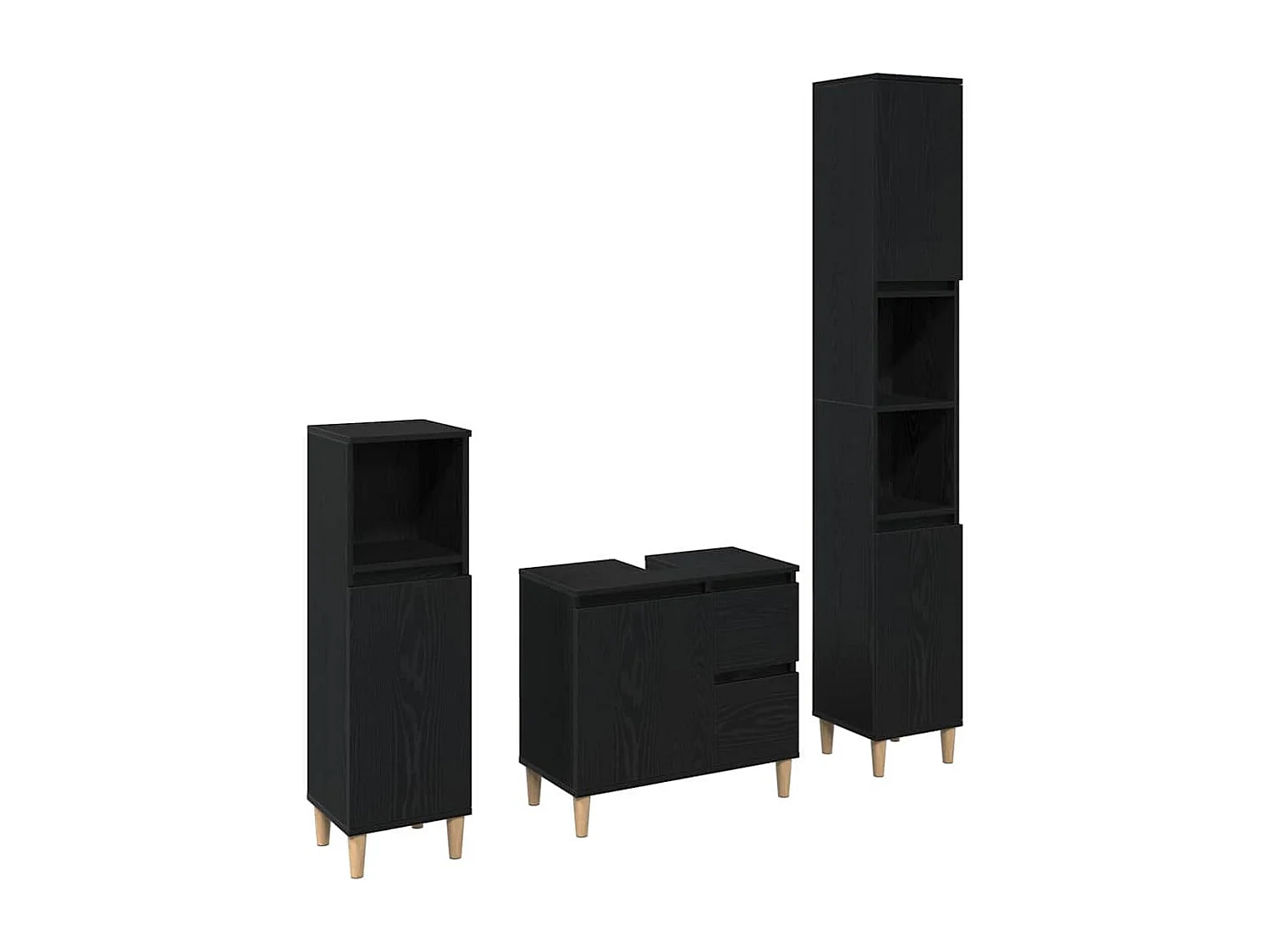 Conjunto de muebles de baño con cajón 3 piezas negro
