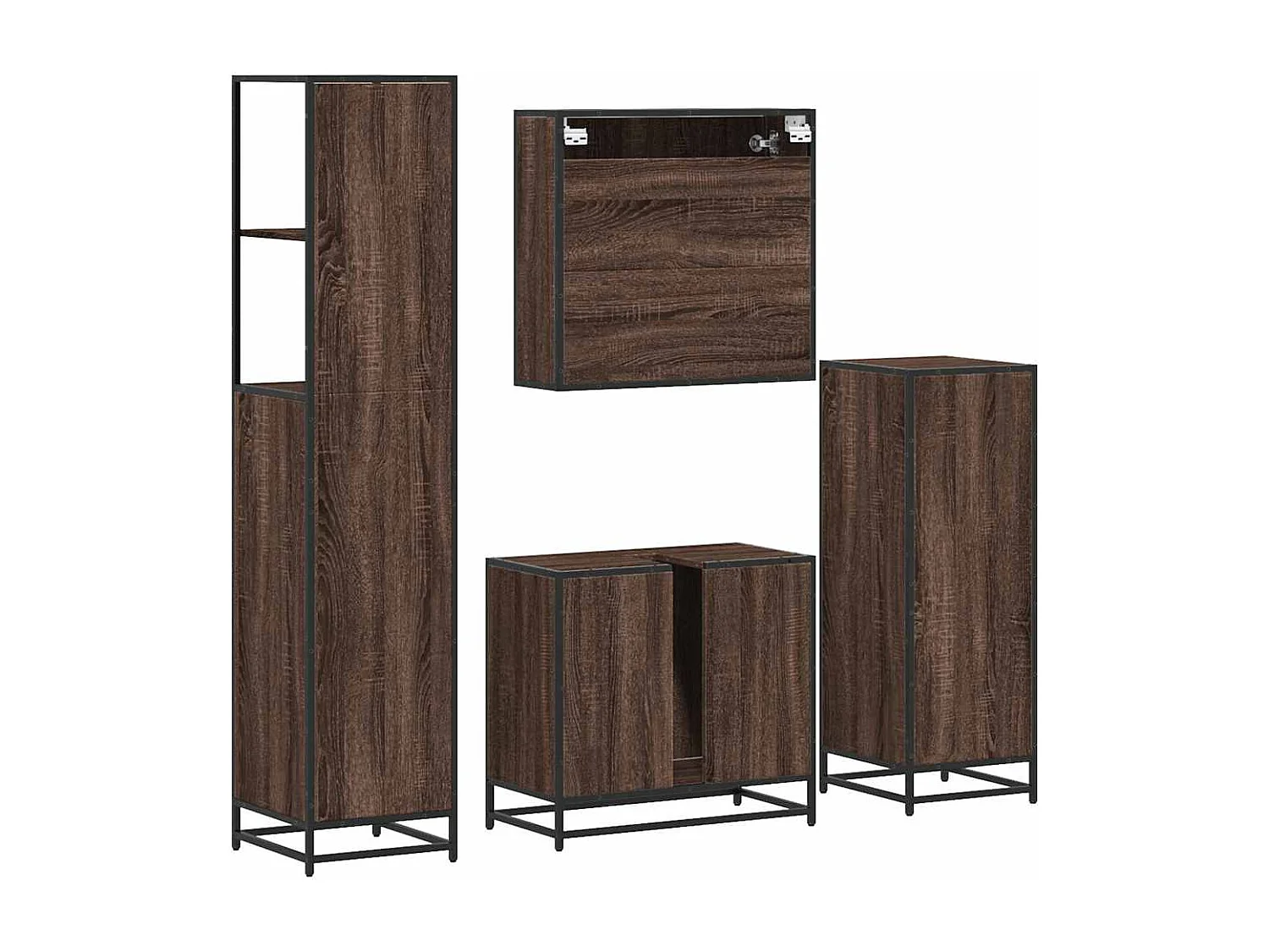 Set di mobili da bagno 4 pezzi rovere marrone