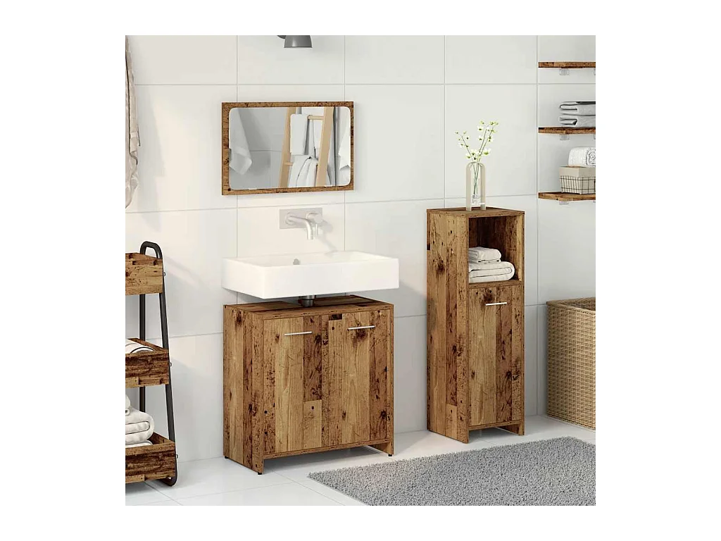 Set di mobili da bagno in legno ingegnerizzato da 3 pezzi