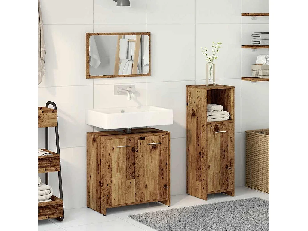 Ensemble de meubles salle de bain 3 pcs bois d'ingénierie