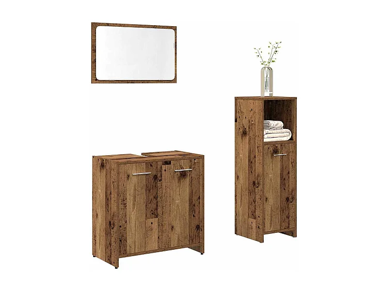 Set di mobili da bagno in legno ingegnerizzato da 3 pezzi