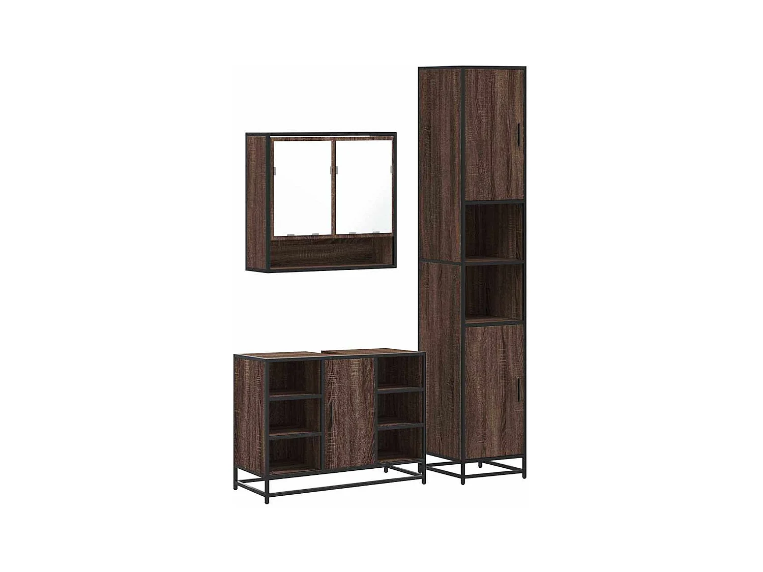 3-delige badkamermeubelset Bruin eiken