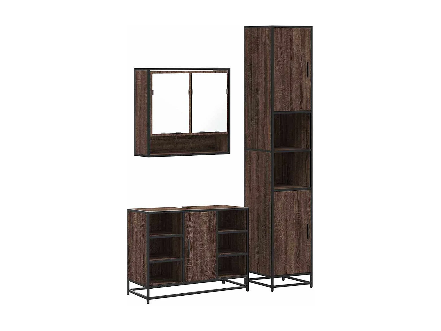 Ensemble de meubles de salle de bain 3 pcs Chêne marron